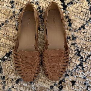 Nisolo Woven Leather Flats in Tan